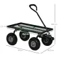 Carrito de Jardín con Manija Acolchada y 4 Ruedas Grandes Estructura de Acero Carga 150 kg 94x48,5x100 cm Verde y Negro