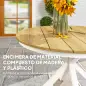 Mesa de Jardín Redonda de Ø118x74cm con Encimera de Lamas Estructura de Aluminio y Patas Cruzadas Teca y Blanco