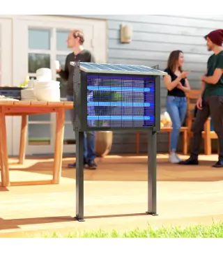 Lámpara Antimosquitos Eléctrica con Luces LED 25W para Exterior Efecto 200 m² con Soporte 51,5x35x93,5 cm Negro