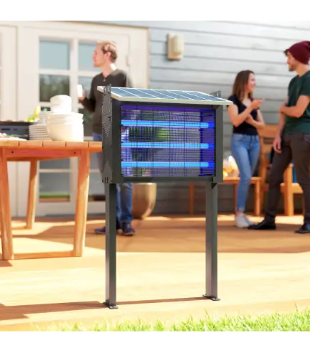 Lámpara Antimosquitos Eléctrica con Luces LED 25W para Exterior Efecto 200 m² con Soporte 51,5x35x93,5 cm Negro