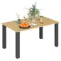 Mesa de Jardín Rectangular de Acero 150x90x73 cm para 6 Personas con Orificio para Sombrilla Diseño con Lamas Marrón