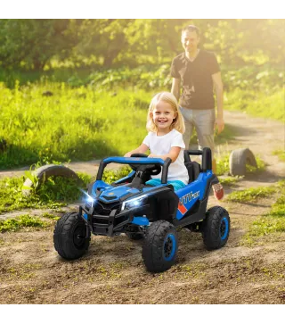 Coche Eléctrico para Niños UTV 12V con 2 Motores Control Remoto 2,4G Velocidad hasta 7 km/h Sistema de Suspensión Azul