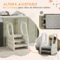Taburete para Niños Ajustable de 2 a 3 Peldaños Torre de Aprendizaje Escalera para Niños de 2-5 Años Gris