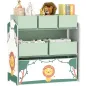 Estantería Infantil para Juguetes de 3 Niveles con 6 Cajas Extraíbles de Tela no Tejida para Guardería 63x30x66 cm Verde