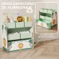 Estantería Infantil para Juguetes de 3 Niveles con 6 Cajas Extraíbles de Tela no Tejida para Guardería 63x30x66 cm Verde