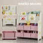 Estantería Infantil para Juguetes con 6 Cajas Extraíbles de Tela no Tejida y 2 Estantes para Guardería 63x30x71 cm Rosa
