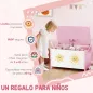 Caja de Almacenaje Juguetes 53L Baúl Juguetes Infantil con Tapa Abatible y Pistón de Gas para Sala de Juegos Rosa