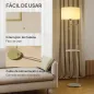 Lámpara de Pie Moderna con Estante Pantalla de Lino Interruptor de Cadena y Puerto USB Ø40x170 cm para Salón Dorado