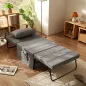 Sillón Cama Tapizado en Lino con Respaldo Ajustable de 5 Niveles Almohada Acolchada 75x80x74 cm Gris