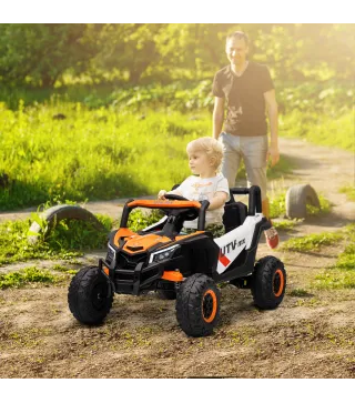 Coche Eléctrico para Niños UTV 12V con 2 Motores Control Remoto Velocidad hasta 7 km/h Sistema de Suspensión Naranja