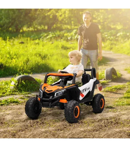 Coche Eléctrico para Niños UTV 12V con 2 Motores Control Remoto Velocidad hasta 7 km/h Sistema de Suspensión Naranja