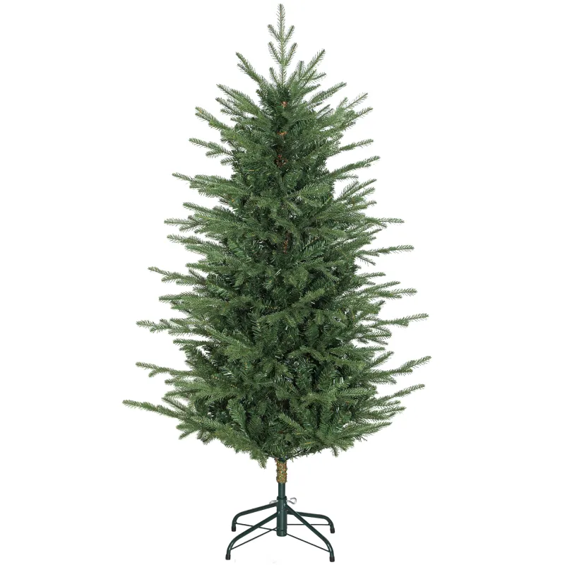 Árbol de Navidad Artificial 150 cm con 1186 Ramas y Soporte Metálico Plegable Fácil Montaje para Salón Interior Verde