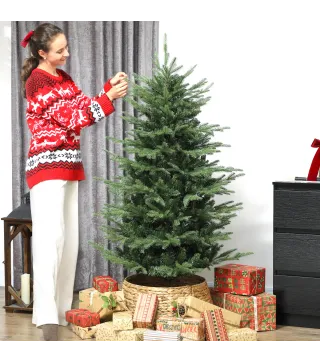 Árbol de Navidad Artificial 150 cm con 1186 Ramas y Soporte Metálico Plegable Fácil Montaje para Salón Interior Verde