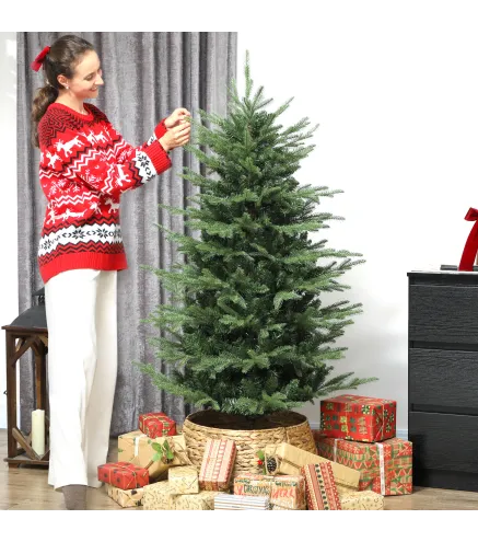 Árbol de Navidad Artificial 150 cm con 1186 Ramas y Soporte Metálico Plegable Fácil Montaje para Salón Interior Verde