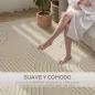 Alfombra Salón 160x120 cm Pelo Corto Estilo Moderno Base Antideslizante Tejida a Máquina Crema