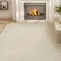 Alfombra Salón 160x120 cm Pelo Corto Estilo Moderno Base Antideslizante Tejida a Máquina Crema