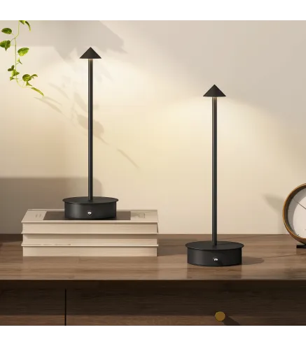 Juego de 2 Lámparas de Mesa LED Recargables con USB y Control Táctil y Luz Regulable Ø10x30 cm Negro