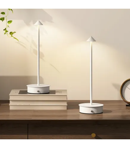 Juego de 2 Lámparas de Mesa LED Recargables con USB y Control Táctil y Luz Regulable Ø10x30 cm Blanco