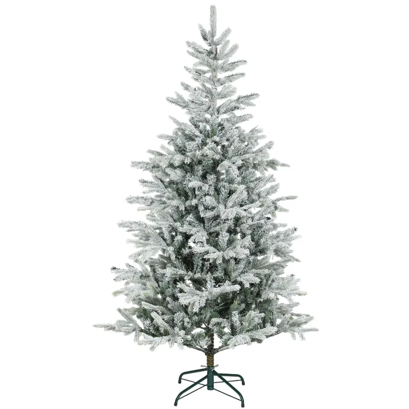 Árbol de Navidad Nevado 180 cm con 1207 Ramas Base Plegable Diseño por Secciones Fácil de Montar