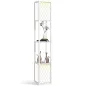 Lámpara de Pie Moderna con Estantes Pantallas de Malla e Interruptor de Cadena para Salón Dormitorio 26x26x156 cm Blanco