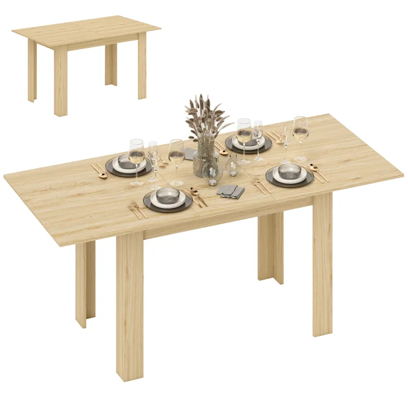 Mesa de Comedor Extensible de 140-180 cm Estilo Moderna Rectangular para 6-8 Personas para Salón Madera Natural