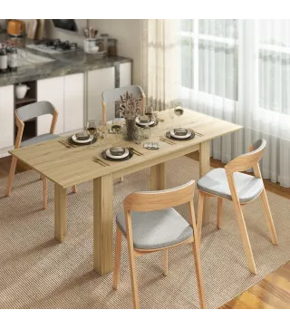 Mesa de Comedor Extensible de 140-180 cm Estilo Moderna Rectangular para 6-8 Personas para Salón Madera Natural