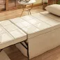 Sillón Cama Tapizado en Lino con Respaldo Ajustable de 5 Niveles Almohada Acolchada 75x80x74 cm Crema