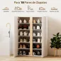 Zapatero de 6 Niveles con 2 Puertas en Blanco Brillo con Cierre Suave y Estantes Ajustables 70x33,5x95 cm Blanco