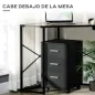 Cajonera de Escritorio con 3 Cajones Ruedas Cerradura 2 Llaves Archivador Móvil para Estudio Salón 40x40x61,5 cm Negro
