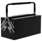 Caja de Herramientas Metálica Plegable con 5 Bandejas y Asa para Taller Garaje 45x20x34,5 cm Negro