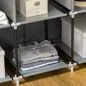 Armario de Tela Plegable Ropero Portátil con 8 Estantes y 2 Barras de Colgar para Dormitorio 125x43x162,5 cm Gris