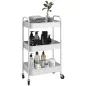 Carrito Auxiliar con Ruedas de 3 Niveles Carrito de Cocina con 3 Cestas y 2 Asas 45x30,6x79 cm Blanco