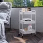 Carrito Auxiliar con Ruedas de 3 Niveles Carrito de Cocina con 3 Cestas y 2 Asas 45x30,6x79 cm Blanco