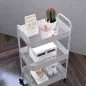 Carrito Auxiliar con Ruedas de 3 Niveles Carrito de Cocina con 3 Cestas y 2 Asas 45x30,6x79 cm Blanco