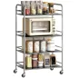 Carrito Auxiliar con Ruedas de Acero Inoxidable Carro de Servicio de 4 Niveles con Estante Ajustable 60x35x100 cm Plata