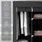 Armario de Tela Plegable Ropero Portátil con 8 Estantes y 2 Barras de Colgar para Dormitorio 125x43x162,5 cm Negro