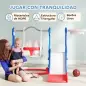 4 en 1 Parque Infantil Interior para +18 Meses Conjunto con Trepador y Canasta con Temática de Cohete Multicolor