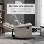 Sillón Relax Reclinable Manual Sillón Relax de Tela con Reposabrazos Reposapiés Acolchado Grueso Gris