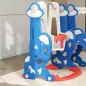 4 en 1 Parque Infantil Interior para +18 Meses Conjunto con Trepador y Canasta con Temática de Cohete Multicolor