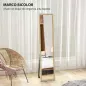 Espejo de Cuerpo Entero 157x37 cm con Marco Bicolor Espejo de Pie Inclinado o Colgante Blanco y Natural