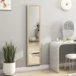 Espejo de Cuerpo Entero 157x37 cm con Marco Bicolor Espejo de Pie Inclinado o Colgante Blanco y Natural