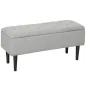 Banco Almacenaje Plegable Capacidad de 57 L 95x38x45 cm Tapizado en Borreguito Pie de Cama para Salón Dormitorio Gris