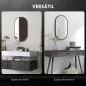 Espejo de Baño Ovalado 60x90 cm Espejo Decorativo de Pared con Marco de Aluminio para Salón Horizontal o Vertical Negro