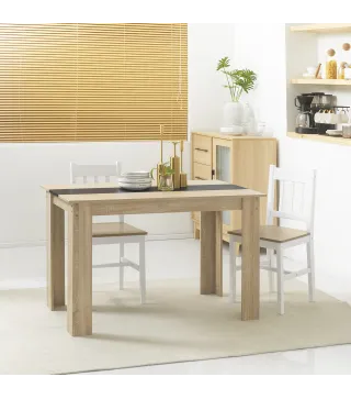 Mesa de Comedor para 4-6 Personas Mesa de Cocina Rectangular Estilo Moderno 120x69x75 cm Roble y Negro