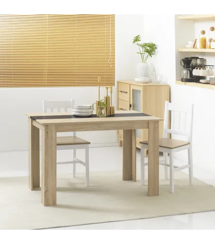 Mesa de Comedor para 4-6 Personas Mesa de Cocina Rectangular Estilo Moderno 120x69x75 cm Roble y Negro