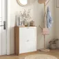 Zapatero Estrecho con 2 Puertas Estantes Ajustables para 12 Pares de Zapatos 60x24,5x75,5 cm Natural y Blanco