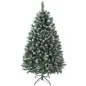 Árbol de Navidad Artificial 150 cm con 581 Ramas con Nieve 44 Piñas y Soporte Metálico Plegable Fácil Montaje Verde