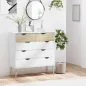 Cómoda para Dormitorio con 5 Cajones Patas Elevadas de Madera para Salón Oficina 99x39x101 cm Blanco y Roble