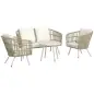 Conjunto de Jardín de 4 Piezas con Sofá Sillones y Mesa de Ratán Sintético Cojines Cómodos y Resistente a Rayos UV