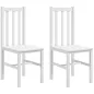 Juego de 2 Sillas de Comedor con Respaldo Alto de Listones y Estructura en Madera de Pino 38,5x47,5x99 cm Blanco Juego de 2 Sillas de Comedor con Respaldo Alto de Listones y Estructura en Madera de Pino 38,5x47,5x99 cm Blanco